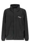 Balenciaga Polyester Jacket With Elastic Cuffs And Hooded Design In Black