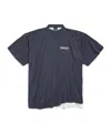 Balenciaga Men Graphite Cotton Oversize T-shirt In Blue