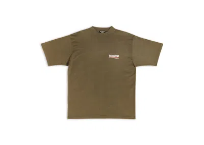 Pre-owned Balenciaga Men's Political Campaign Large Fit T-shirt In Kaki In Brown