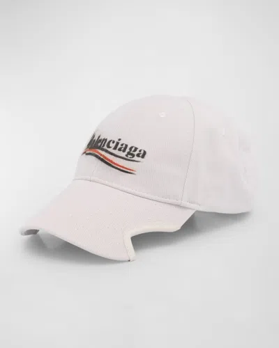 Balenciaga Political Campaign Baseball Cap In 9860 Off White/black