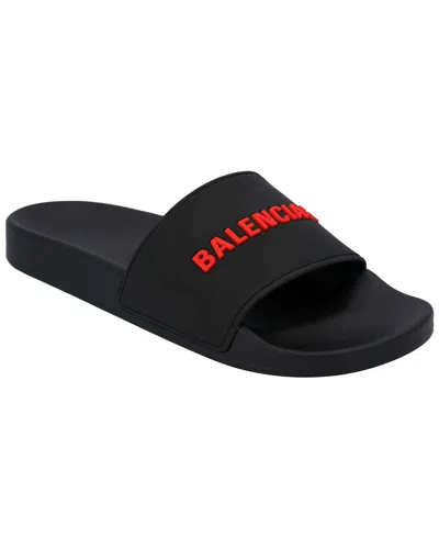 Pre-owned Balenciaga Men's Polyurethane Logo Band Rubber Slide (authentic Pre-loved) In Black