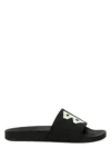 Balenciaga Black Sandals With Maxi Contrasting Logo In Tech Fabric Man In Blackyelow