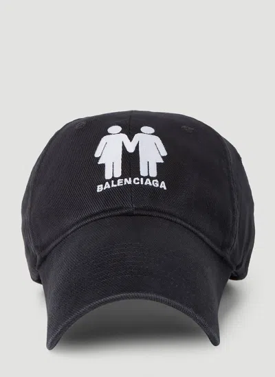 Balenciaga Men Pride Baseball Cap In Black