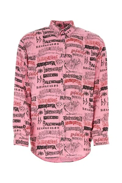 Balenciaga Printed Viscose Oversize Shirt In Multicolor