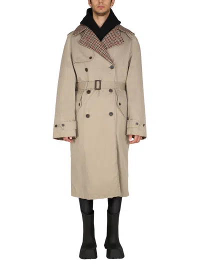 Balenciaga Men Reversible Trench Coat In Cream