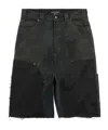 Balenciaga Men's Ripped Off Shorts In Black/green/red In Black