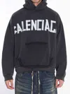 Balenciaga Black Hoodie With Logo Lettering On The Front And Logo Print On The Back In Cotton Man