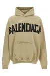 Balenciaga Tape Type Ripped Pocket Large Fit Fleece Hoodie In Gold