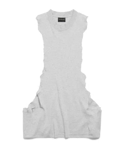 Balenciaga Men's Ripped Tank Top In Light Heather Grey In Gray