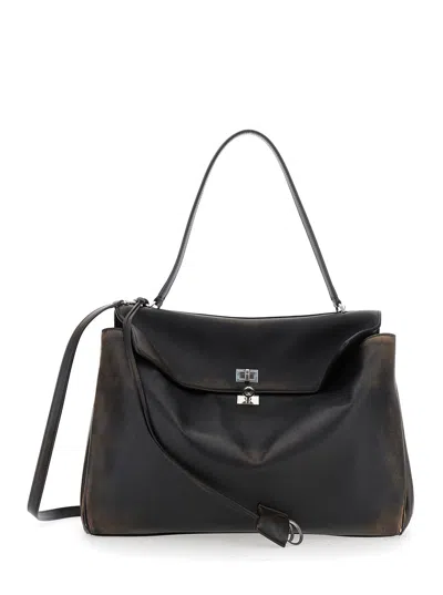 Balenciaga Men 'rodeo' Brown Large Shoulder Bag With Removable Shoulder Strap In Leather Man In Multi