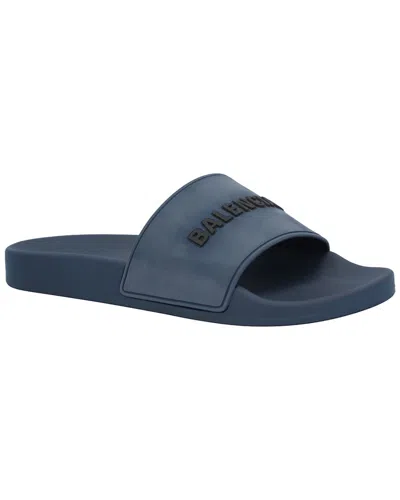 Pre-owned Balenciaga Men's Rubber 3d Logo Rubber Pool Slide Sandal (authentic Pre-loved)