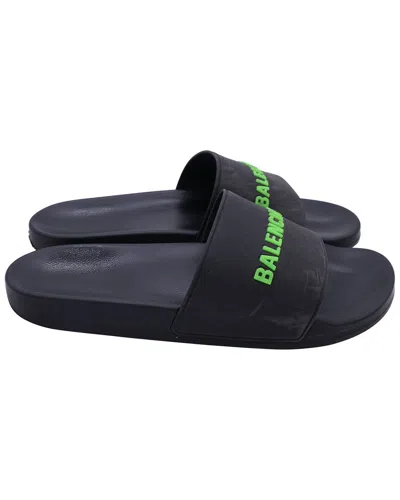 Balenciaga Men's Rubber Logo-detailed Pool Slide (authentic Pre-loved) In Black