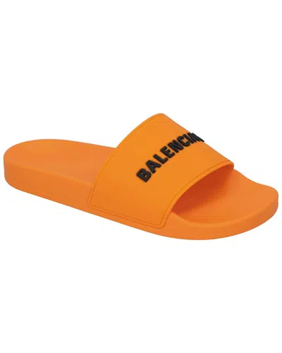 Pre-owned Balenciaga Men's Rubber Logo Pool Slide (authentic Pre-loved) In Animal Print