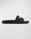 Balenciaga Political Campaign Logo-embossed Slides In 1096 Black/white/red