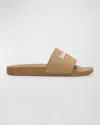 Balenciaga Logo Detailed Slip In 9735 Dark Beige/white/red