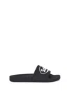 Balenciaga X Scholl Logo Pool Slides In Black