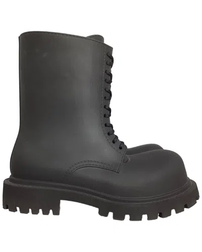 Balenciaga Steroid Lace Up Boots In Black Rubber