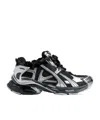 Balenciaga Mesh Runner Sneakers Embossed Size In Black