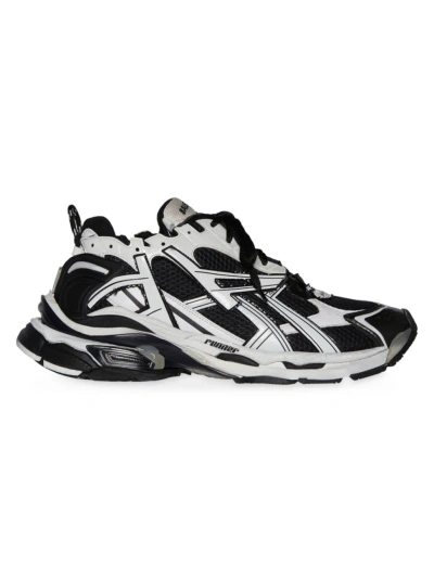 Balenciaga Men's Runner Sneakers In Black White Multicolor
