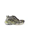 Balenciaga Runner Mesh And Faux Leather Sneakers In Dark Grey/yellow/white