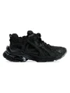 Balenciaga Men Runner Mesh And Leather Sneakers In Black