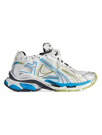 Balenciaga Runner Mesh And Faux Leather Sneakers In Whiteyellowblue