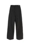 Balenciaga Linen Blend Wide Leg Pant With Belt Loops And Back Pocket In Black