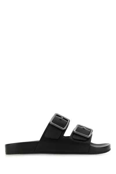 Balenciaga Double-strap Leather Sandals In Black