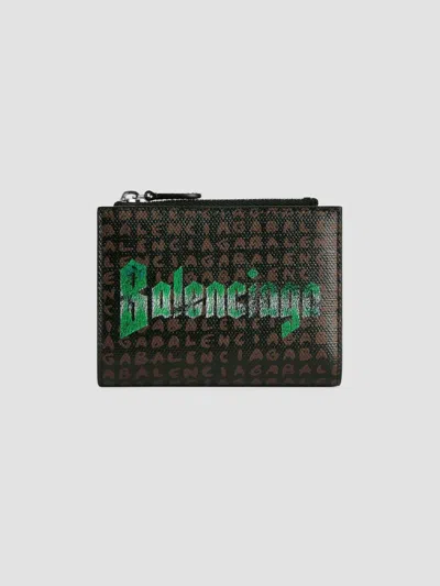 Balenciaga Snob Allover Logo Coated Canvas Bifold Wallet In Brown
