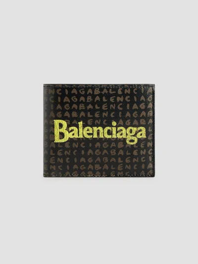 Balenciaga Logo-print Bi-fold Wallet In Brown