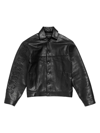 Balenciaga Shirt Leather Jacket In Black