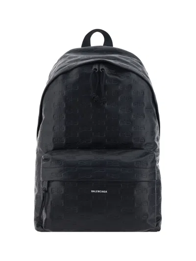 Balenciaga Men Signature Backpack In Black