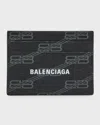 BALENCIAGA MEN'S SIGNATURE CARD HOLDER BB MONOGRAM COATED CANVAS