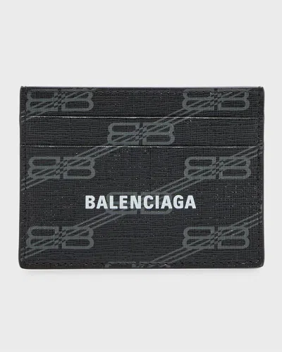 Balenciaga Men's Signature Card Holder Bb Monogram Coated Canvas In 1061 Black/grey
