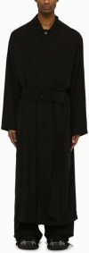 Balenciaga District Check Nylon Trench Coat With Pocket Design In Black