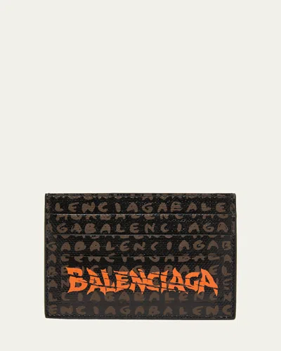 Balenciaga Men's Snob Allover Logo Card Holder In Multi