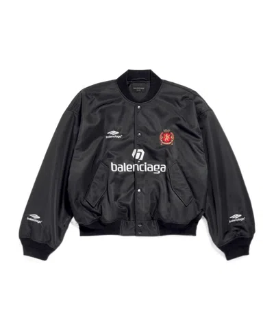 Balenciaga Men's Soccer Varsity Jacket In Black