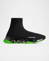 Balenciaga Men's Speed 2.0 Clear-sole Knit Runner Sneakers
