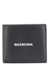 Balenciaga Black Wallet With Contrasting Logo Print In Leather Man In Black