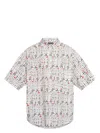 Balenciaga Printed Short Sleeve Shirt With Button-down Collar In Whtblkred