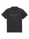 Balenciaga Men Black Crewneck T-shirt With Logo Print On The Front In Cotton Man In Black