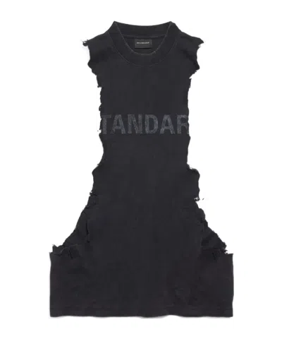 Balenciaga Men's Standard Ripped Tank Top In Black Faded