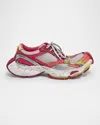 Balenciaga Men's Stapler Trainers In White/pink/neon Yellow/silver In Multi