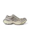 Balenciaga Multicolor Synthetic Leather And Mesh Stapler Sneakers In Beige/grey