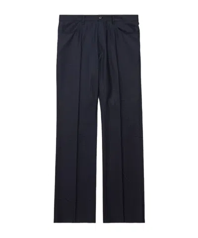 Balenciaga Men's Straight Tailored Pants In Dark Navy In Blue