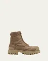 Balenciaga Men's Strike Bootie Lace-up Canvas Ankle Boots In Beige