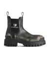 Balenciaga Strike Distressed Leather Chelsea Boots In Black