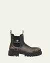 Balenciaga Strike Distressed Leather Chelsea Boots In Green