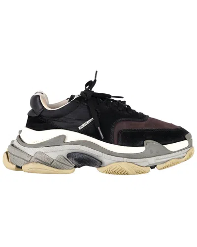 Balenciaga Men's Suede Triple S Sneaker In Black