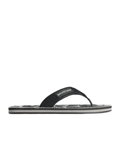 Balenciaga Men's Sunset Thong Flat In Black